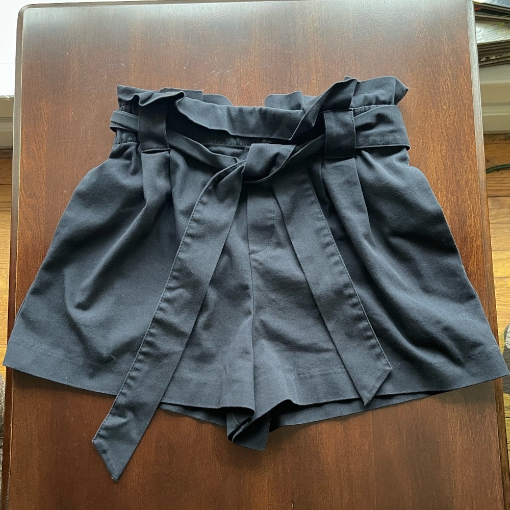 Zara TRF High-Waisted Black Dress Shorts